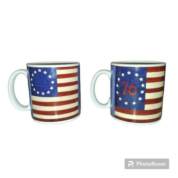 2 Sakura Brandon House Warren Kimble Spirit of the Flag Mugs - Picture 1 of 7